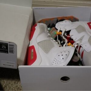 Jordan White and Red Athletic Shoes Classic Design